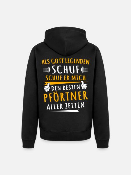 Pförtner - Unisex Premium Bio Zip Hoodie - Schwarz