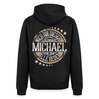 Michael - Unisex Premium Bio Zip Hoodie - Schwarz - Hinten - Nico (187cm)