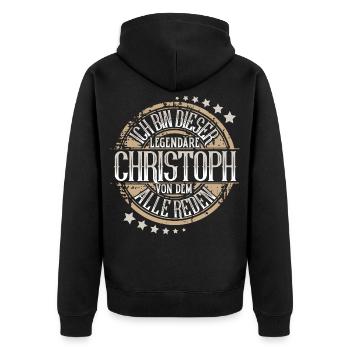 Christoph - Unisex Premium Bio Zip Hoodie - Schwarz - Hinten - Nico (187cm)