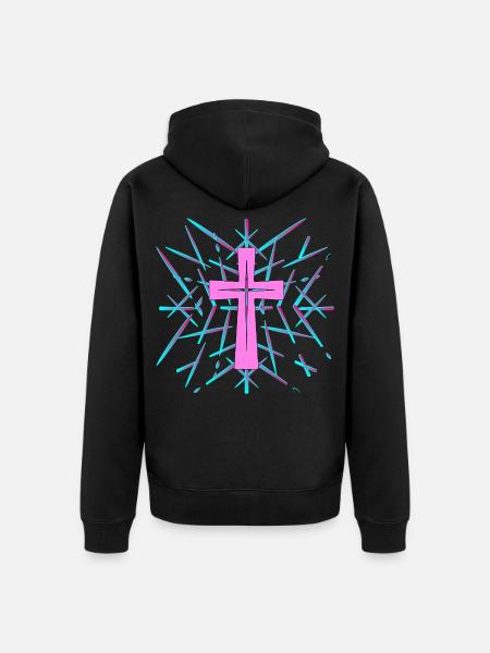 Kreuz Symbole Kirche - Unisex Premium Bio Zip Hoodie - Schwarz