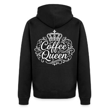 Coffee Queen Krone - Unisex Premium Bio Zip Hoodie - Schwarz - Hinten - Nico (187cm)