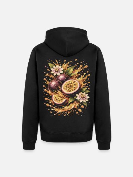 Passionsfrucht Exotische Maracudja Spritzkunst - Unisex Premium Bio Zip Hoodie - Schwarz