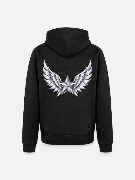 Engelsflügel Stern - Unisex Premium Bio Zip Hoodie - Schwarz