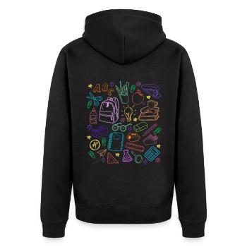 Lehrer Geschenk Schule Unterricht Lehrer Design - Unisex Premium Bio Zip Hoodie - Schwarz - Hinten - Nico (187cm)