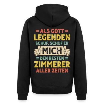 Zimmerer - Unisex Premium Bio Zip Hoodie - Schwarz - Hinten - Nico (187cm)