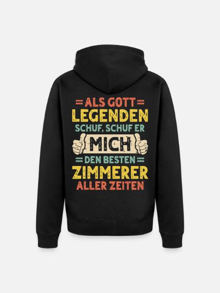 Zimmerer - Unisex Premium Bio Zip Hoodie - Schwarz