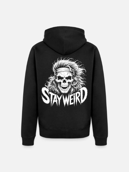 Stay Weird Skull Illustration - Unisex Premium Bio Zip Hoodie - Schwarz