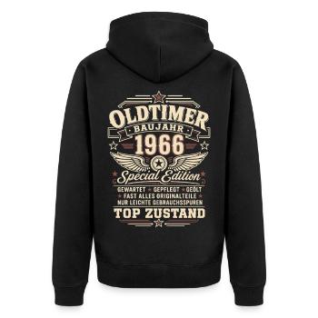 60 Geburtstag Oldtimer Baujahr 1966 Retro - Unisex Premium Bio Zip Hoodie - Schwarz - Hinten - Nico (187cm)