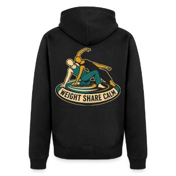 WEIGHT SHARE CALM - Unisex Premium Bio Zip Hoodie - Schwarz - Hinten - Nico (187cm)