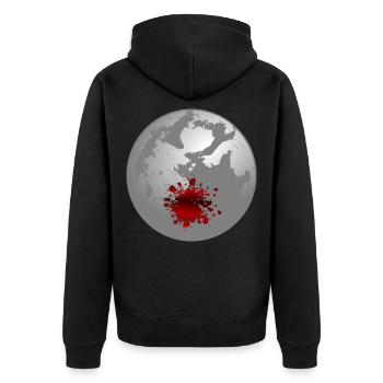 Halloween Mond Blutflecken - Unisex Premium Bio Zip Hoodie - Schwarz - Hinten - Nico (187cm)