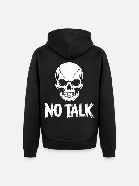 Skull No Talk Grafik - Unisex Premium Bio Zip Hoodie - Schwarz