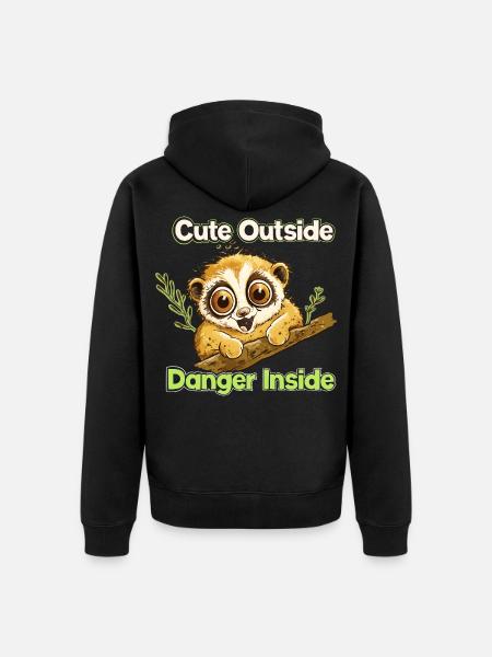 Cute Outside Danger Inside - Unisex Premium Bio Zip Hoodie - Schwarz