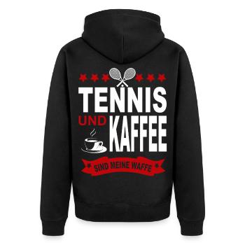 Tennis Tennisspieler Sport Waffe Kaffee Sport - Unisex Premium Bio Zip Hoodie - Schwarz - Hinten - Nico (187cm)