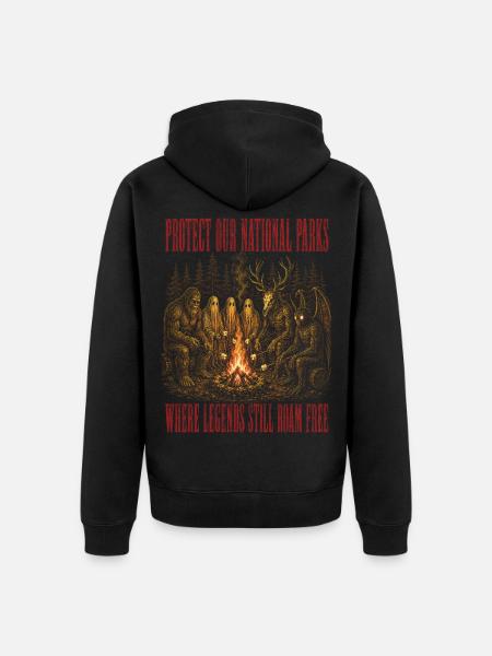 Kryptiden schützen unsere Nationalpark-Mottenmänner - Unisex Premium Bio Zip Hoodie - Schwarz