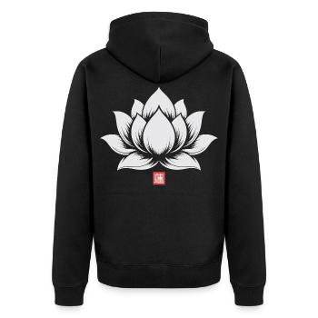 Lotus Flower Japanese - Unisex Premium Bio Zip Hoodie - Schwarz - Hinten - Nico (187cm)