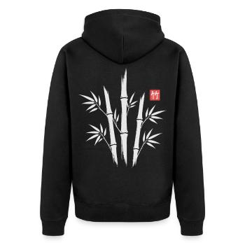 Bamboo Kanji Japanese - Unisex Premium Bio Zip Hoodie - Schwarz - Hinten - Nico (187cm)