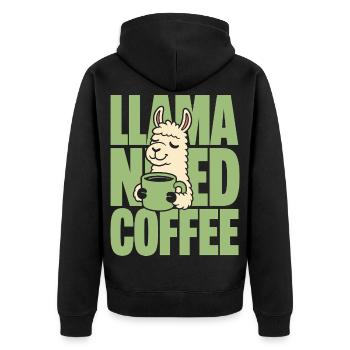Nap Master – Schlafendes Capybara - Unisex Premium Bio Zip Hoodie - Schwarz - Hinten - Nico (187cm)