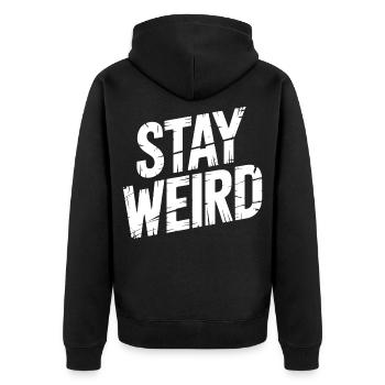 Weird Vibes - Unisex Premium Bio Zip Hoodie - Schwarz - Hinten - Nico (187cm)