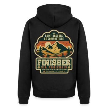 Finisher Via Podiensis Compostela - Unisex Premium Bio Zip Hoodie - Schwarz - Hinten - Nico (187cm)