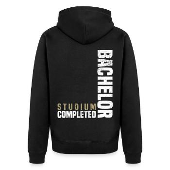 Bachelor Studium Abgeschlossen - Unisex Premium Bio Zip Hoodie - Schwarz - Hinten - Nico (187cm)