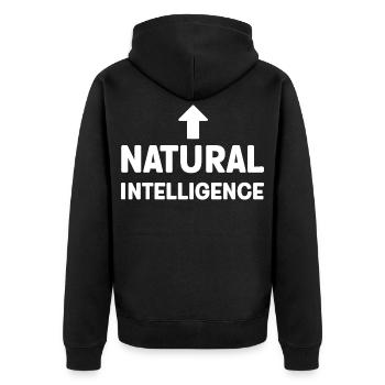 Natural Intelligence funny artificial intelligence - Unisex Premium Bio Zip Hoodie - Schwarz - Hinten - Nico (187cm)