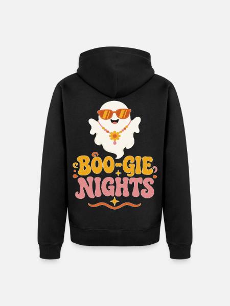 Boo-Gie Nights Retro-Geist - Unisex Premium Bio Zip Hoodie - Schwarz