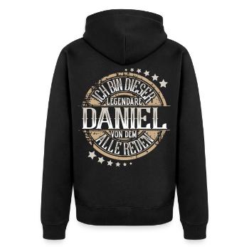 Daniel - Unisex Premium Bio Zip Hoodie - Schwarz - Hinten - Nico (187cm)