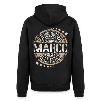 Marco - Unisex Premium Bio Zip Hoodie - Schwarz - Hinten - Nico (187cm)