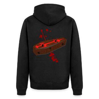 gothic sarg - Unisex Premium Bio Zip Hoodie - Schwarz - Hinten - Nico (187cm)
