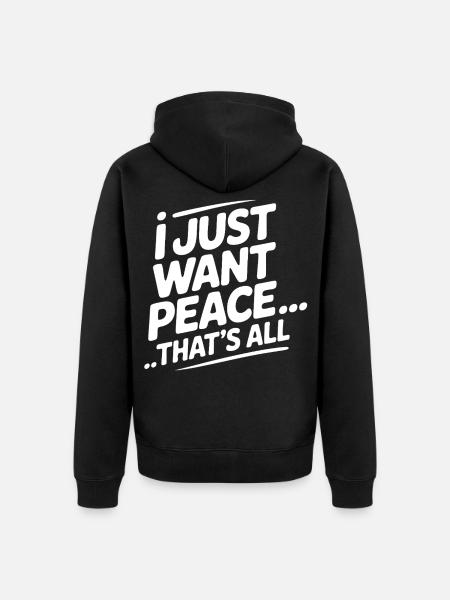 Nur Frieden Bitte - Unisex Premium Bio Zip Hoodie - Schwarz