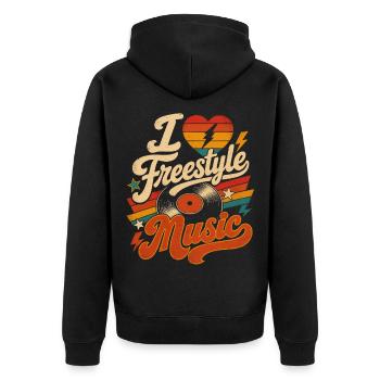 Ich liebe Freestyle-Musik - Unisex Premium Bio Zip Hoodie - Schwarz - Hinten - Nico (187cm)