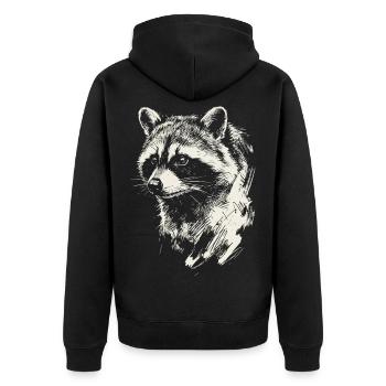 Frecher Waschbär - Unisex Premium Bio Zip Hoodie - Schwarz - Hinten - Nico (187cm)