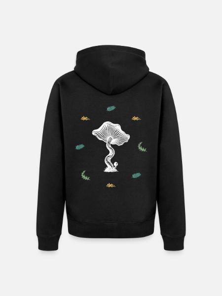 Pilzevollform & Farnekreisfeld - Botanik - Unisex Premium Bio Zip Hoodie - Schwarz