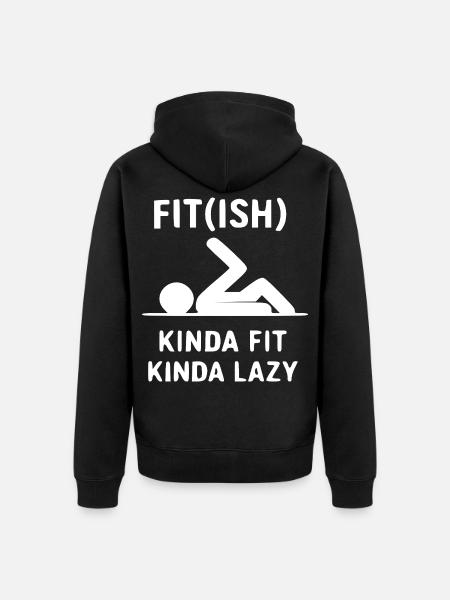 Kinda Fit Kinda Lazy - Unisex Premium Bio Zip Hoodie - Schwarz