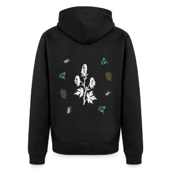 Giftpflanzenring – Botanische Kunst - Unisex Premium Bio Zip Hoodie - Schwarz - Hinten - Nico (187cm)