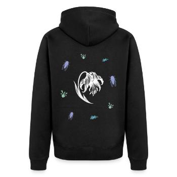Verwelkteblumenwirbel – Botanische Kunst - Unisex Premium Bio Zip Hoodie - Schwarz - Hinten - Nico (187cm)