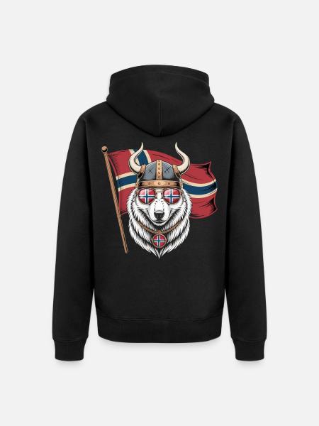 Viking Wolf Norway - Unisex Premium Bio Zip Hoodie - Schwarz
