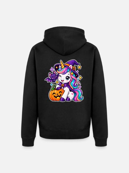 Halloween Einhorn - Unisex Premium Bio Zip Hoodie - Schwarz