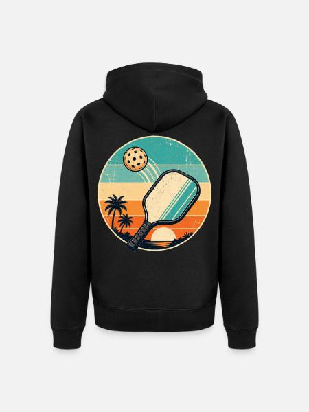 Retro Strand Paddel Sticker - Unisex Premium Bio Zip Hoodie - Schwarz