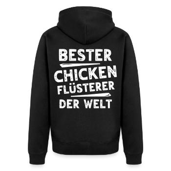 Chicken - Unisex Premium Bio Zip Hoodie - Schwarz - Hinten - Nico (187cm)