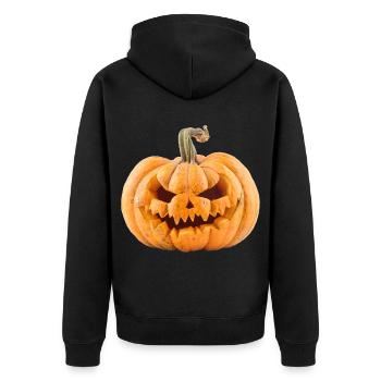 Pumpkin Halloween - Unisex Premium Bio Zip Hoodie - Schwarz - Hinten - Nico (187cm)