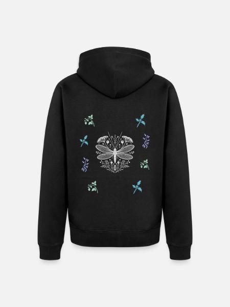 Libelle & Beerenzweig - Dark Botanical - Unisex Premium Bio Zip Hoodie - Schwarz