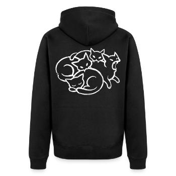 Black Cats Cerberus-Gothic-Stil - Unisex Premium Bio Zip Hoodie - Schwarz - Hinten - Nico (187cm)