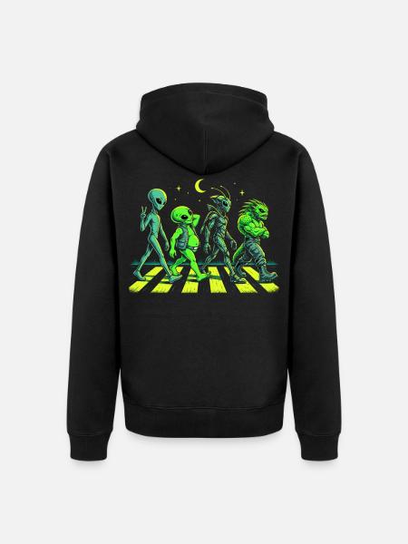 Alien Crew bei Nacht - Unisex Premium Bio Zip Hoodie - Schwarz