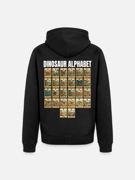 Dinosaurier-Alphabet Dino Lover Kinder Jungs - Unisex Premium Bio Zip Hoodie - Schwarz