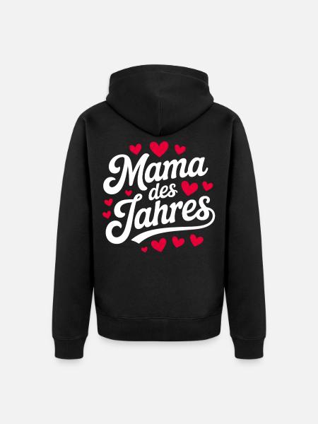 Mama des Jahres Herzdesign - Unisex Premium Bio Zip Hoodie - Schwarz
