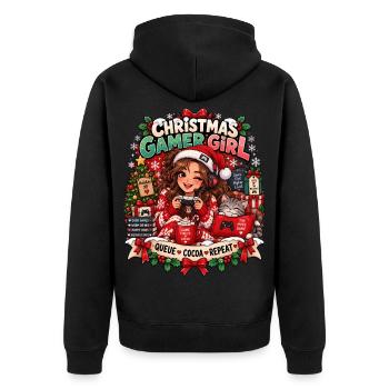Weihnachts Gamerin Pixelkunst - Unisex Premium Bio Zip Hoodie - Schwarz - Hinten - Nico (187cm)