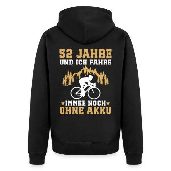 52. Geburtstag radfahrer fahrrad 52 jahre  - Unisex Premium Bio Zip Hoodie - Schwarz - Hinten - Nico (187cm)