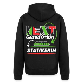 Statikerin Next Generation Beruf Arbeit Frau Job - Unisex Premium Bio Zip Hoodie - Schwarz - Hinten - Nico (187cm)