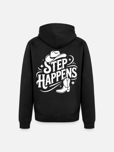 Step Happens Western Stil - Unisex Premium Bio Zip Hoodie - Schwarz
